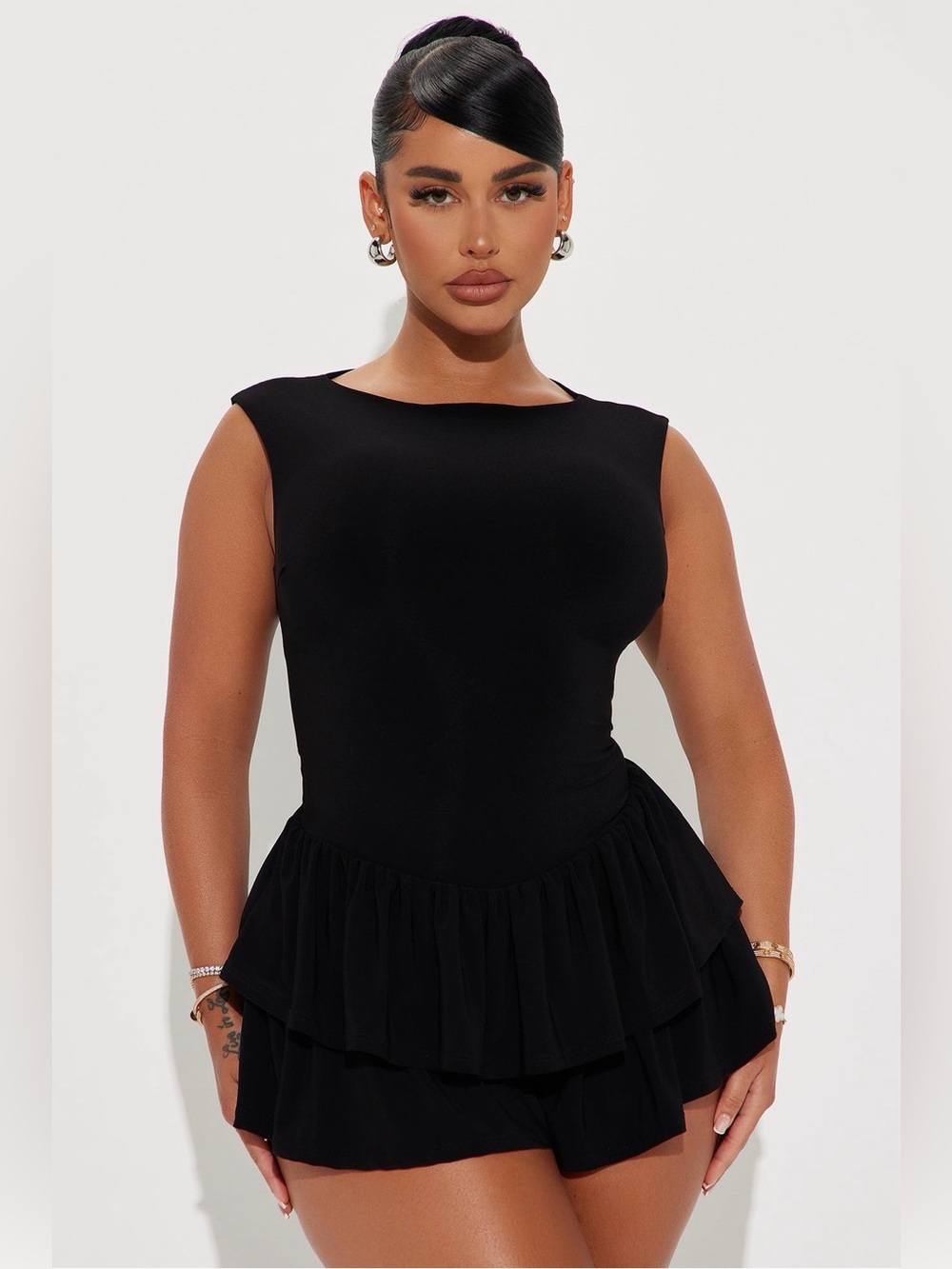 Fashion Nova Just a Girl Romper - Black
